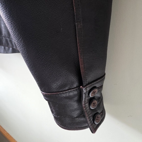 Stamp 10 M 90s Modern Contemporary Western Rodeo Burnished Leather Jacket - Picture 13 of 16